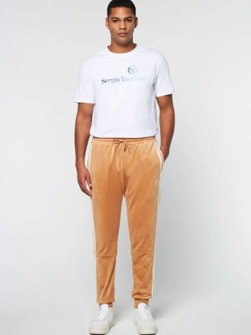 Tracksuits|Sergio Tacchini Debossed Damarindo Velour Track Pant- Meerkat