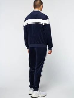 Tracksuits|Sergio Tacchini Debossed Damarindo Velour Track Jacket- Maritime Blue
