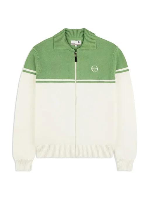 Jackets|Sergio Tacchini Donato Knit Track Jacket- Gardenia/ Jade Green