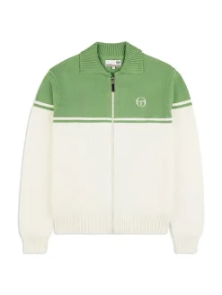 Knitwear|Sergio Tacchini Donato Knit Track Jacket- Gardenia/ Jade Green