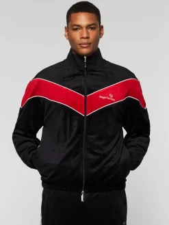 Velour|Sergio Tacchini Gallone Velour Track Jacket- Black Beauty