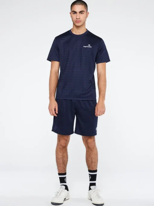 For The Court|Sergio Tacchini Geo T-Shirt-Maritime Blue