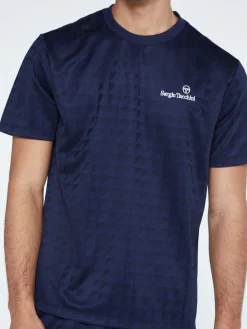 For The Court|Sergio Tacchini Geo T-Shirt-Maritime Blue
