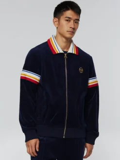 Velour|Sergio Tacchini Goran Velour Track Jacket Archivio- Maritime Blue