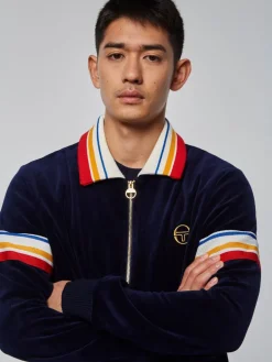 Velour|Sergio Tacchini Goran Velour Track Jacket Archivio- Maritime Blue