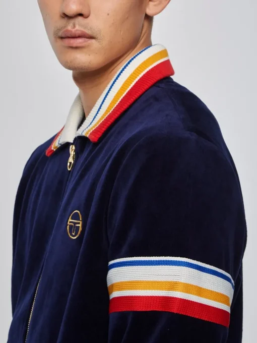 Velour|Sergio Tacchini Goran Velour Track Jacket Archivio- Maritime Blue