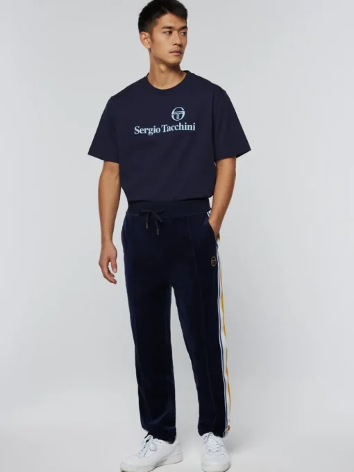 Velour|Sergio Tacchini Goran Velour Track Pant Archivio- Maritime Blue