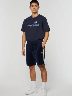 Velour|Sergio Tacchini Goran Velour Track Short Archivio- Maritime Blue