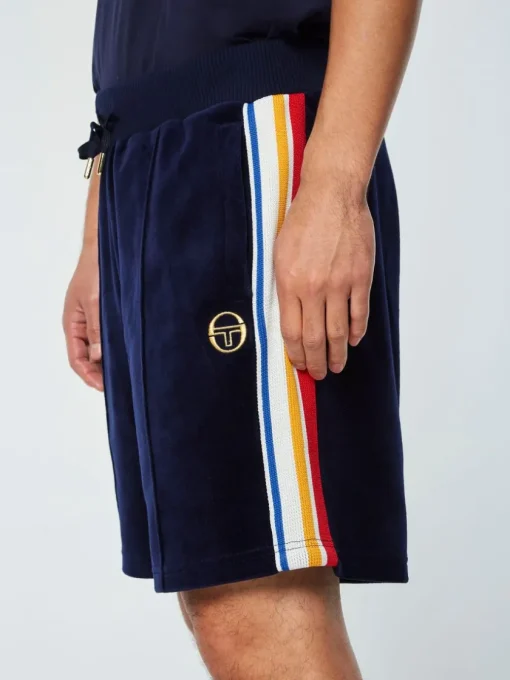 Velour|Sergio Tacchini Goran Velour Track Short Archivio- Maritime Blue