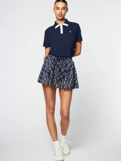 For The Court|Sergio Tacchini Lesi Mesh Skirt- Maritime Blue