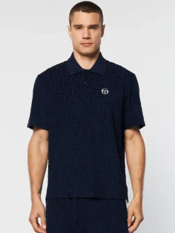 View All|Sergio Tacchini Livata Monogram Polo- Maritime Blue