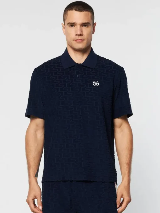 View All|Sergio Tacchini Livata Monogram Polo- Maritime Blue