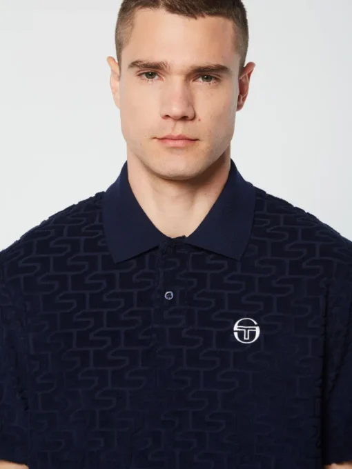 View All|Sergio Tacchini Livata Monogram Polo- Maritime Blue