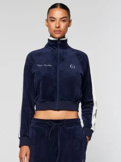 Velour|Sergio Tacchini Miss Carlotta Velour Track Jacket- Maritime Blue