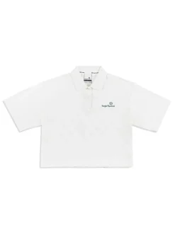Tops And Sports Bras|Sergio Tacchini Monogram Jacquard Cropped Polo- Gardenia