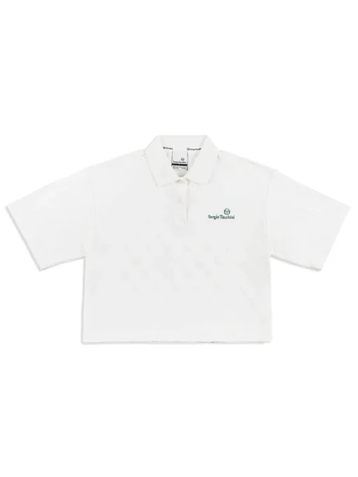Tops And Sports Bras|Sergio Tacchini Monogram Jacquard Cropped Polo- Gardenia