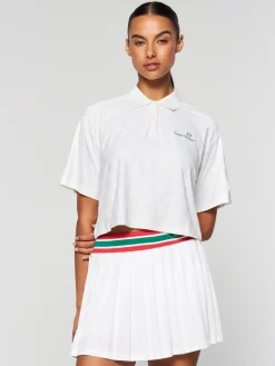 Tops And Sports Bras|Sergio Tacchini Monogram Jacquard Cropped Polo- Gardenia