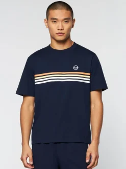 The Essentials|Sergio Tacchini New Melfi T-Shirt- Maritime Blue/ White