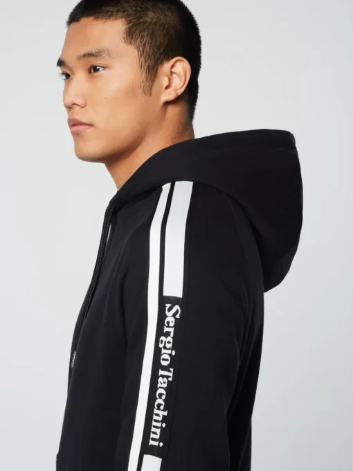 Sweatshirts And Hoodies|Sergio Tacchini Pereto Tape Hoodie- Black Beauty