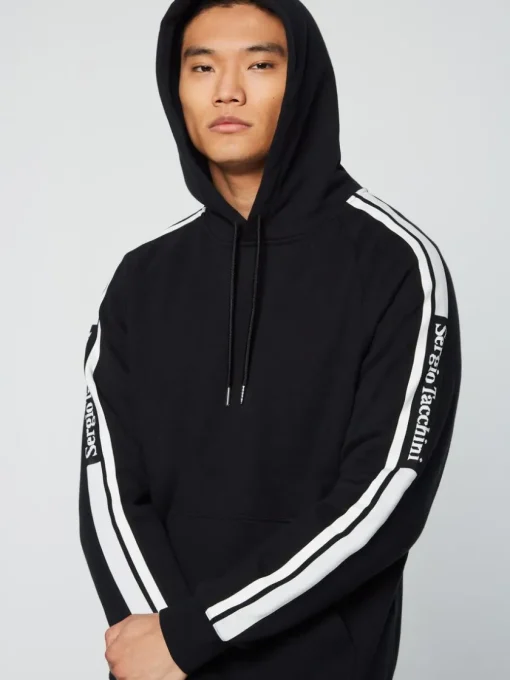 Sweatshirts And Hoodies|Sergio Tacchini Pereto Tape Hoodie- Black Beauty