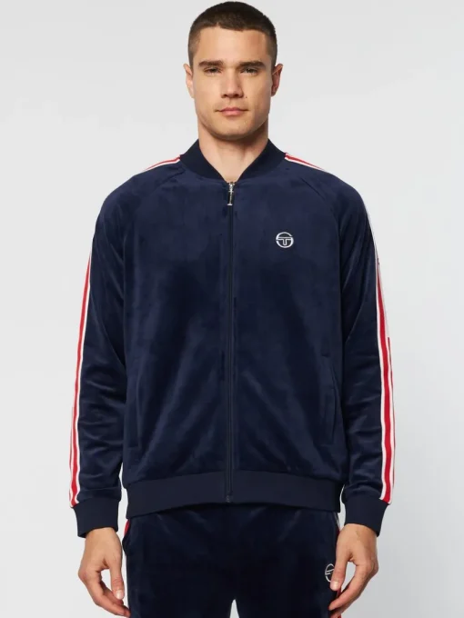 Velour|Sergio Tacchini Pereto Velour Track Jacket- Maritime Blue