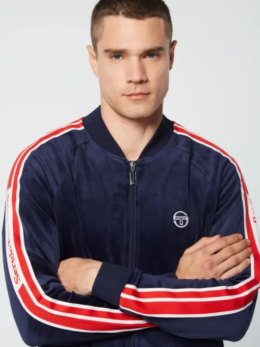 Velour|Sergio Tacchini Pereto Velour Track Jacket- Maritime Blue