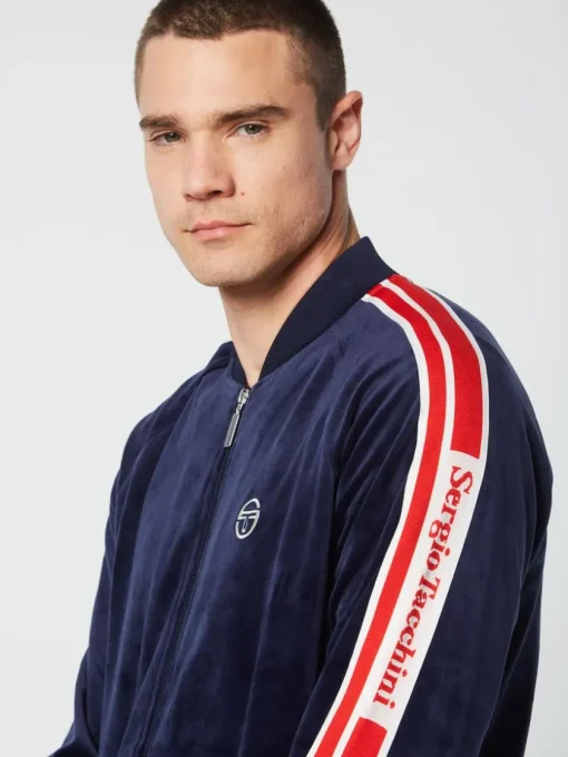 Velour|Sergio Tacchini Pereto Velour Track Jacket- Maritime Blue