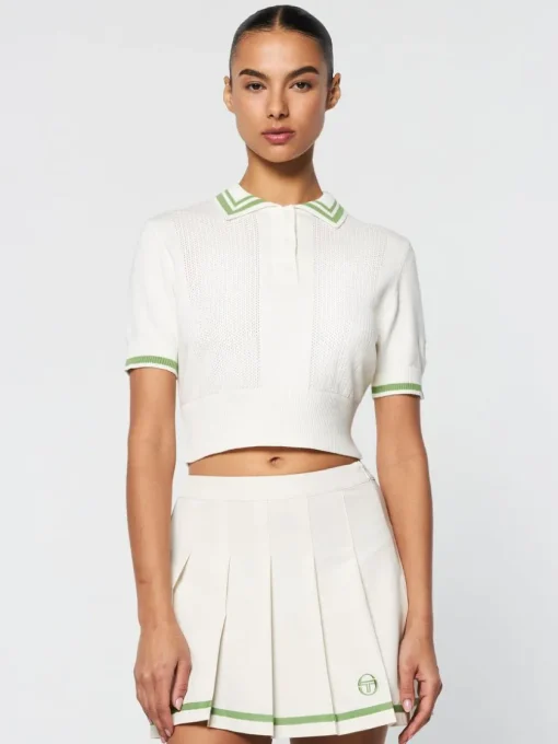 Tops And Sports Bras|Sergio Tacchini Perla Knit Cropped Polo- Gardenia