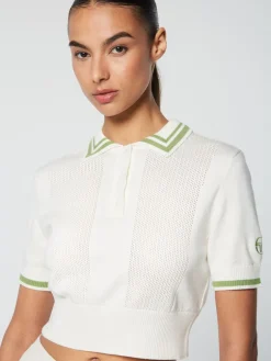 Tops And Sports Bras|Sergio Tacchini Perla Knit Cropped Polo- Gardenia