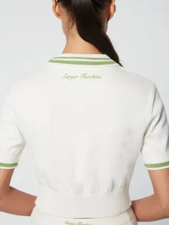 Tops And Sports Bras|Sergio Tacchini Perla Knit Cropped Polo- Gardenia