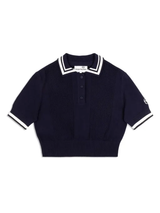Tops And Sports Bras|Sergio Tacchini Perla Knit Cropped Polo- Maritime Blue