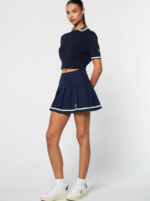 Tops And Sports Bras|Sergio Tacchini Perla Knit Cropped Polo- Maritime Blue