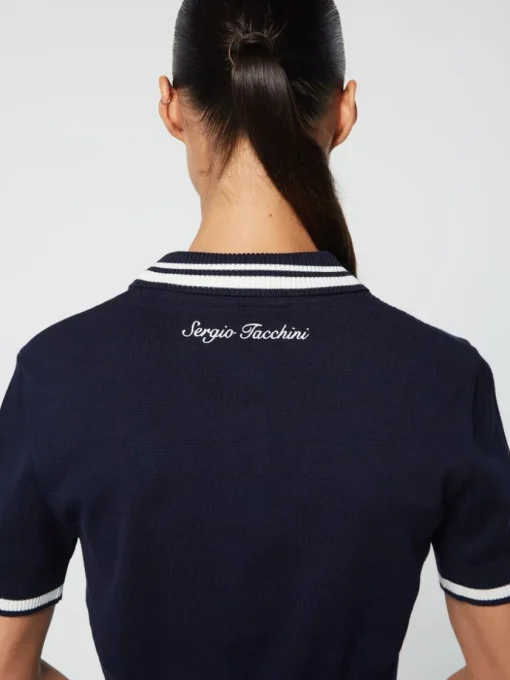 Tops And Sports Bras|Sergio Tacchini Perla Knit Cropped Polo- Maritime Blue