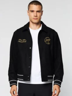 Jackets|Sergio Tacchini Prep Wool Varsity Jacket- Black