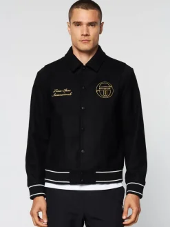View All|Sergio Tacchini Prep Wool Varsity Jacket- Black