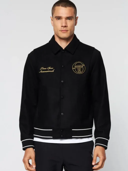 View All|Sergio Tacchini Prep Wool Varsity Jacket- Black