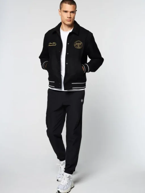 View All|Sergio Tacchini Prep Wool Varsity Jacket- Black