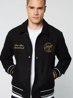 View All|Sergio Tacchini Prep Wool Varsity Jacket- Black
