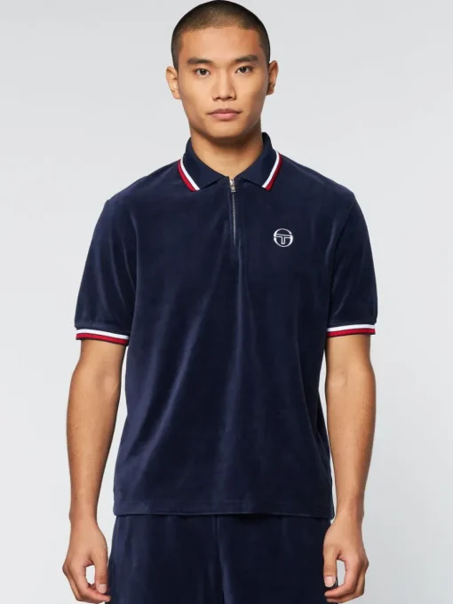 Polos|Sergio Tacchini Primo Velour Polo- Maritime Blue