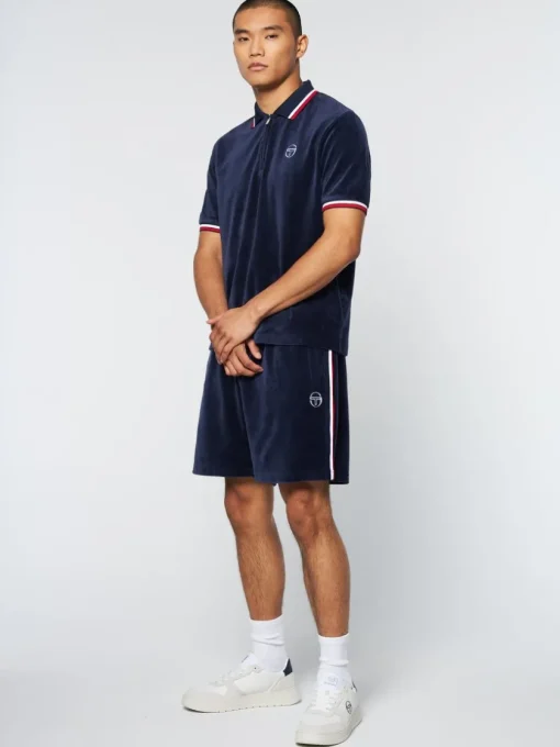 Polos|Sergio Tacchini Primo Velour Polo- Maritime Blue