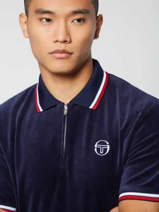 Polos|Sergio Tacchini Primo Velour Polo- Maritime Blue