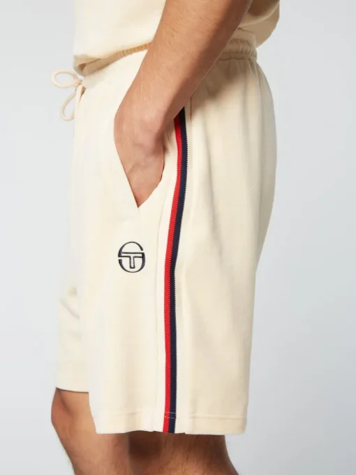 Shorts And Swim|Sergio Tacchini Primo Velour Short- Pearl Ivory