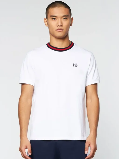 T-Shirts|Sergio Tacchini Rainer T-Shirt- White/ Adrenaline Rush
