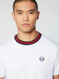 T-Shirts|Sergio Tacchini Rainer T-Shirt- White/ Adrenaline Rush