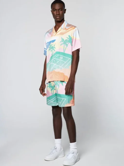 Matching Separates|Sergio Tacchini Riviera Camp Shirt- Deep Mint/ Multi