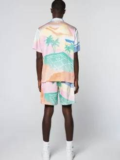 Matching Separates|Sergio Tacchini Riviera Camp Shirt- Deep Mint/ Multi