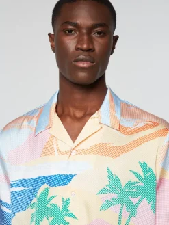 Matching Separates|Sergio Tacchini Riviera Camp Shirt- Deep Mint/ Multi