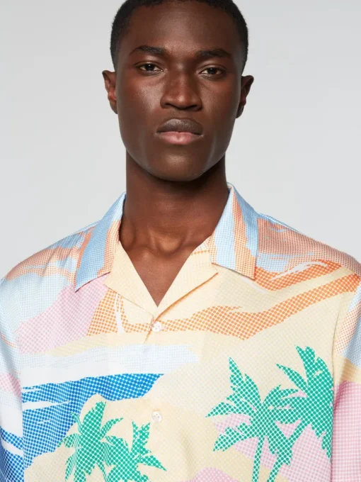 Matching Separates|Sergio Tacchini Riviera Camp Shirt- Deep Mint/ Multi