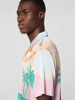 Matching Separates|Sergio Tacchini Riviera Camp Shirt- Deep Mint/ Multi