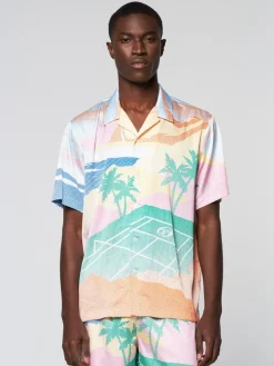 View All|Sergio Tacchini Riviera Camp Shirt- Deep Mint/ Multi